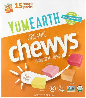 YumEarth, Organic Chewys™, Fruit Chews, Kau-Snacks mit Früchten, 15 Snack-Packs, je 14 g (0,5 oz.).