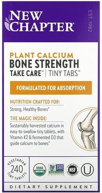 New Chapter, Pflanzliches Calcium, Knochenstärke, Vorsicht, 240 vegetarische winzige Tabletten