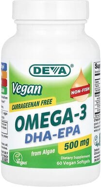 Thumbnail - Deva, Veganes Omega-3 DHA-EPA, 500 mg, 60 vegane Weichkapseln