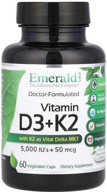 Thumbnail - Emerald Laboratories, Vitamin D3 + K2, 60 pflanzliche Kapseln