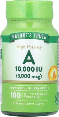 Nature's Truth, Vitamin A, hohe Potenz, 3.000 mcg (10.000 IU), 100 Weichkapseln mit schneller Freisetzung