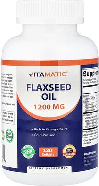 Vitamatic, Leinsamenöl, 1.200 mg, 120 Weichkapseln
