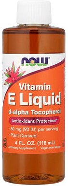 NOW Foods, Vitamin E Liquid, Vitamin E Liquid, D-Alpha-Tocopherol, 118 ml (4 fl. oz.)