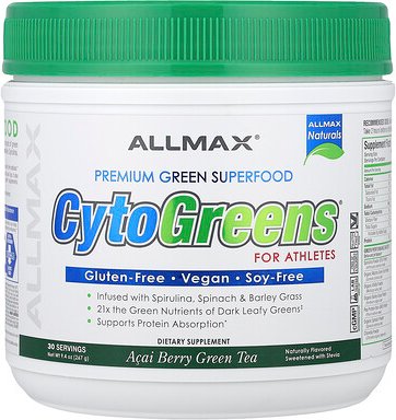 ALLMAX, CytoGreens®, Premium Green Superfood For Athletes, hochwertiges grünes Superfood für Sportler, Acai Berry Green ...
