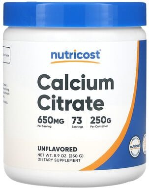 Nutricost, Calcium Citrate, Unflavored, Calciumcitrat, geschmacksneutral, 250 g (8,9 oz.)