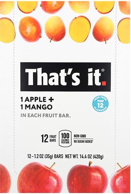 That's It, Fruchtriegel, Apfel + Mangos, 12 Riegel, je 35 g (1,2 oz.)
