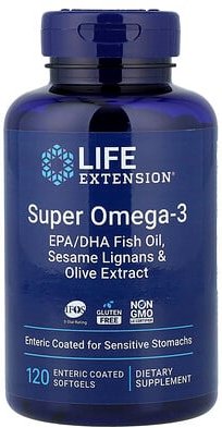 Life Extension, Super Omega-3, EPA/DHA-Fischöl, Sesam-Lignane und Olivenextrakt, 120 magensaftresistente Weichkapseln