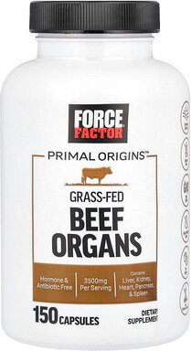 Thumbnail - Force Factor, Primal Origins™, Organe von grasgefütterten Rindern, 150 Kapseln
