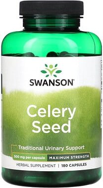 Swanson, Celery Seed, Selleriesamen, maximale Stärke, 500 mg, 180 Kapseln