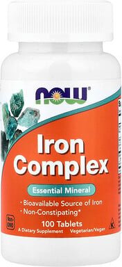 NOW Foods, Eisenkomplex, 100 Tabletten