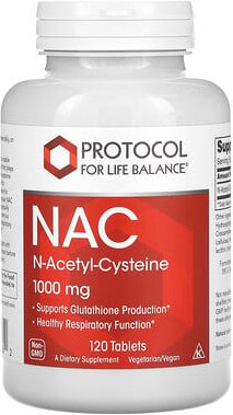 Protocol for Life Balance, NAC, N-Acetylcystein, 1.000 mg, 120 Tabletten