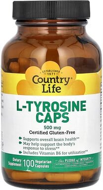 Country Life, L-Tyrosine Kapsel, 500 mg, 100 vegetarische Kapseln