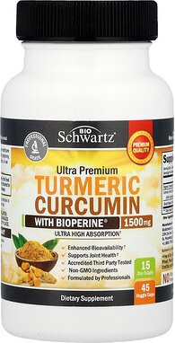 Thumbnail - BioSchwartz, Ultra Premium Turmeric Curcumin With BioPerine®, hochwertiges Kurkuma-Curcumin mit BioPerine®, 45 vegetaris...