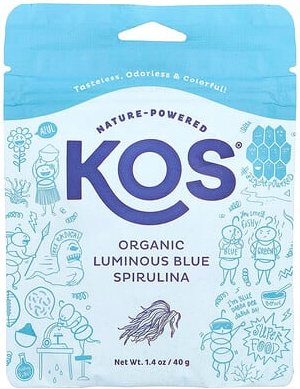 KOS, Organic Luminous Blue Spirulina Powder, Strahlend blaues Bio-Spirulinapulver 40 g (1,4 oz.)