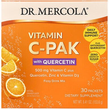 Dr. Mercola, Vitamin C-PAK mit Quercetin, natürliche Orange, 500 mg, 30 Päckchen, je 5,12 g (0,18 oz.)