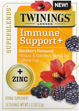 Twinings, Superblends™, Immune Support+ Hibiscus & Elderberry Herbal Tea, Unterstützung des Immunsystems + Hibiskus- und...