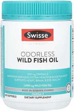 Swisse, Ultiboost® odorless Wild Fish Oil, geruchloses Wildfischöl, 1.000 mg, 400 Weichkapseln