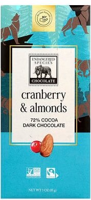 Thumbnail - Endangered Species Chocolate, Cranberry & Almonds Dark Chocolate, dunkle Schokolade mit Cranberrys und Mandeln, 72% Kaka...