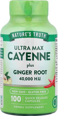 Nature's Truth, Ultra Max Cayenne Plus Ginger Root, Cayenne plus Ingwerwurzel, 100 Kapseln mit schneller Freisetzung