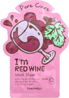 TonyMoly, I'm Red Vine, Pore Care Beauty Mask Sheet, Beauty-Gesichtsmaske für die Porenpflege, 1 Tuchmaske, 21 g (0,74 o...