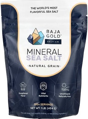 Baja Gold Salt Co., Mineral Sea Salt, Mineral Sea Salt, natürliches Getreide, 454 g (1 lb.)