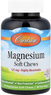 Carlson, Magnesium, natürliche Beeren und Creme, 125 mg, 40 vegetarische Kausnacks
