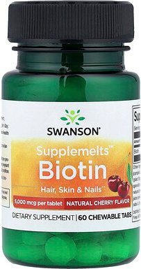 Swanson, Supplemelts™, Biotin, natürliche Kirsche, 5.000 mcg, 60 Kautabletten