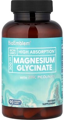 Thumbnail - BioEmblem, Magnesium Glycinate with Zinc Picolinate, Magnesiumglycinat mit Zinkpicolinat, 90 vegetarische Kapseln