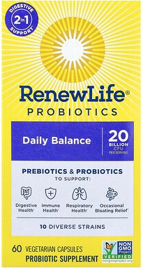 Renew Life, Probiotika, Daily Balance, 60 vegetarische Kapseln