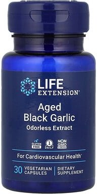 Life Extension, Aged Black Garlic, gereifter schwarzer Knoblauch, 30 pflanzliche Kapseln (500 mg pro Kapsel)