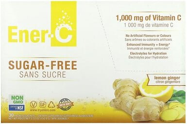 Ener-C, Vitamin-C-Trinkmischung, zuckerfrei, Zitrone-Ingwer, 1.000 mg, 30 Päckchen
