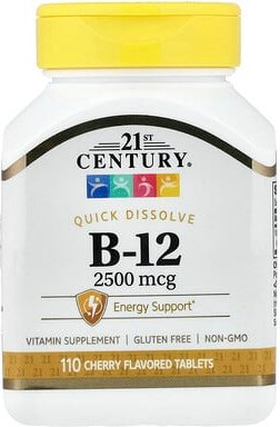 21st Century, Vitamin B12, Kirsche, 2.500 mcg, 110 Tabletten