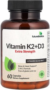 Futurebiotics, Vitamin K2 + D3, extra stark, 60 Kapseln