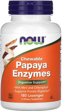 NOW Foods, Papaya-Enzyme zum Kauen, 180 Lutschtabletten
