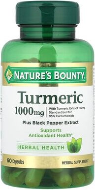 Nature's Bounty, Turmeric Plus Black Pepper Extract, Kurkuma mit Schwarzer-Pfeffer-Extrakt, 1.000 mg, 60 Kapseln