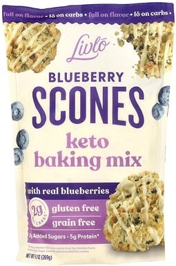 Livlo, Blueberry Scones, Keto-Backmischung mit echten Heidelbeeren, 269 g (9,5 oz.)