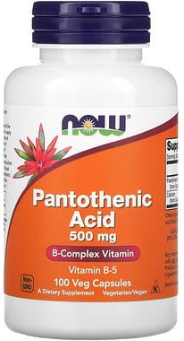 NOW Foods, Pantothenic Acid, Pantothensäure, 500 mg, 100 pflanzliche Kapseln