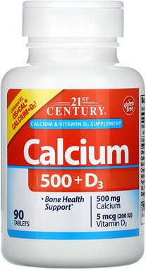 21st Century, Calcium 500 + D3, Calcium und Vitamin D3, 90 Tabletten