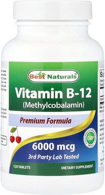 Best Naturals, Vitamin B12 (Methylcobalamin), 6.000 mcg, 120 Tabletten