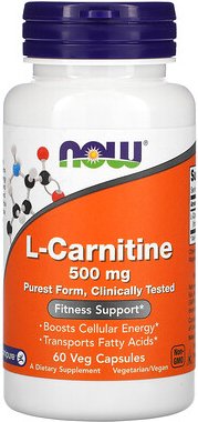 NOW Foods, L-Carnitin, 500 mg, 60 Gemüsekapseln
