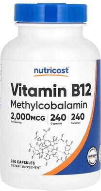 Nutricost, Vitamin B12, 2.000 mcg, 240 Kapseln