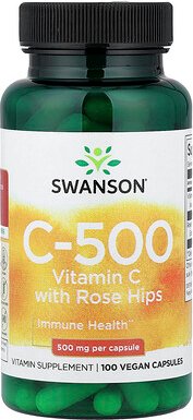 Swanson, C-500, Vitamin C mit Hagebutten, 100 vegane Kapseln