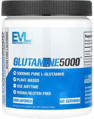 EVLution Nutrition, Glutamin5000, geschmacksneutral, 5.000 mg, 300 g (10,58 oz.)