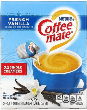 Coffee Mate, Flüssiger Kaffeeweißer, French Vanilla, 24 Kaffeeweißer, 3/8 fl. oz. (11 ml)