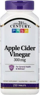 21st Century, Apfelessig, 300 mg, 250 Tabletten