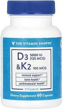 The Vitamin Shoppe, Vitamin D3 & K2, Vitamin D3 und K2, 60 Kapseln