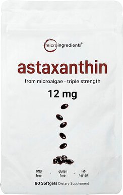 Micro Ingredients, Astaxanthin, 12 mg, 60 Weichkapseln