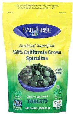 Earthrise, 100% California Grown Spirulina, 100% in Kalifornien angebaute Spirulina, 500 mg, 360 Tabletten