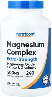 Nutricost, Magnesium-Komplex, 500 mg, 240 Kapseln