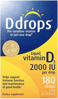 Thumbnail - Ddrops, Flüssiges Vitamin D3, 2.000 IU, 5 ml (0,17 fl. oz.)